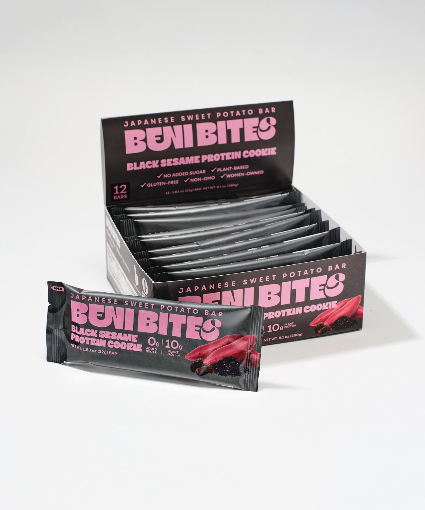 BENIBITES Japanese Dried Sweet Potato Bar Black Sesame Protein Cookie
