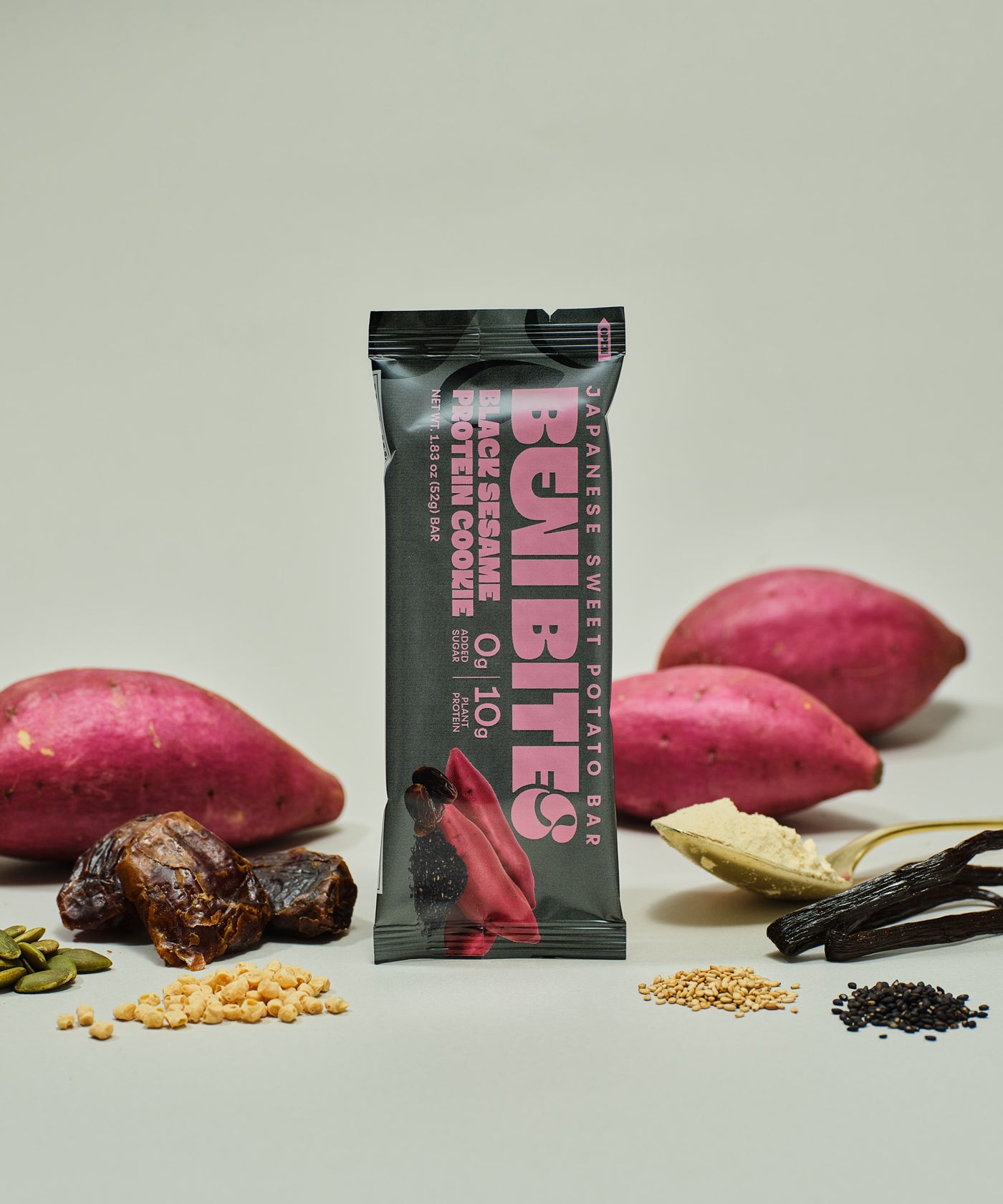 BENIBITES Japanese Dried Sweet Potato Bar Black Sesame Protein Cookie