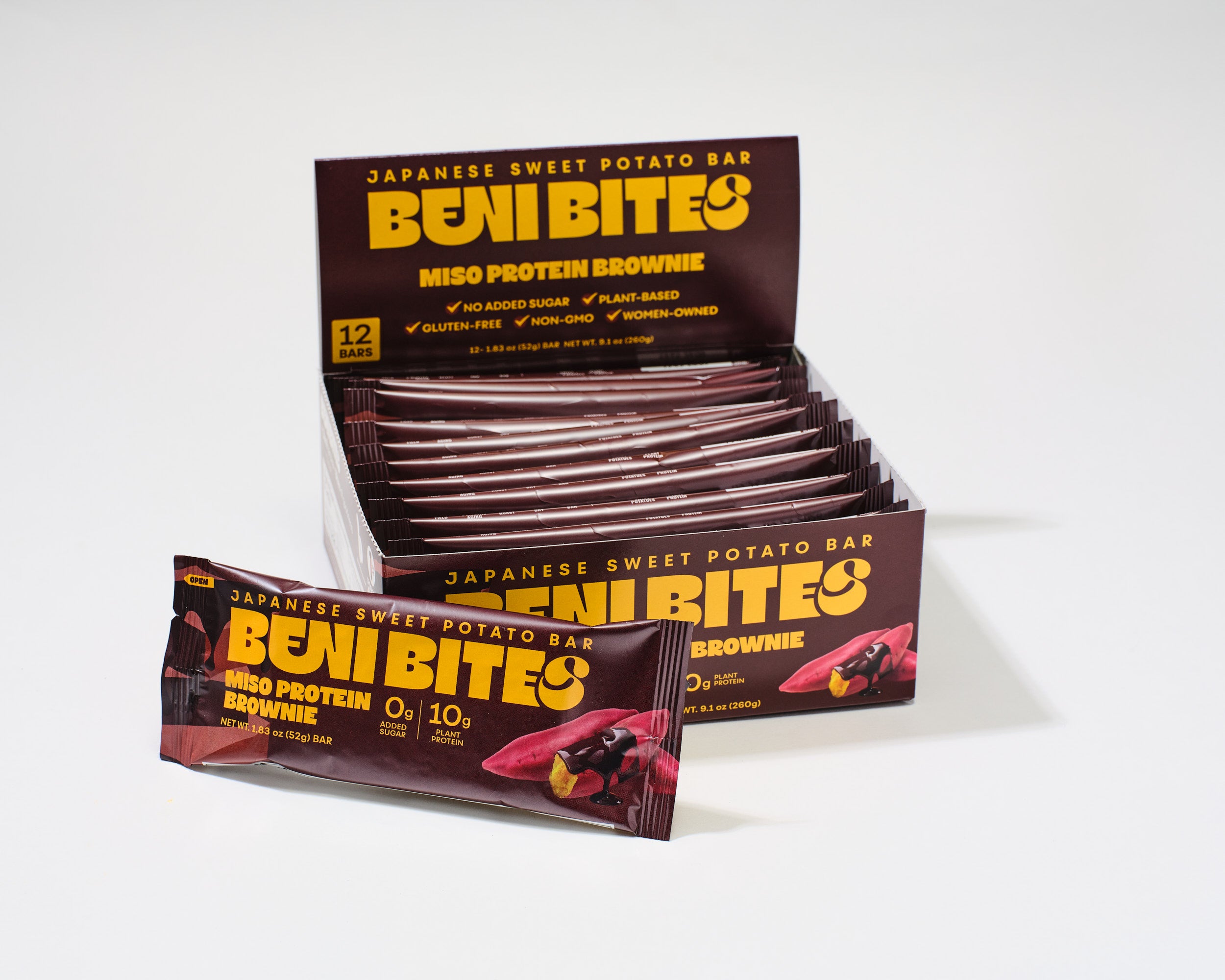 BENIBITES Japanese Dried Sweet Potato Bar Miso Protein Brownie