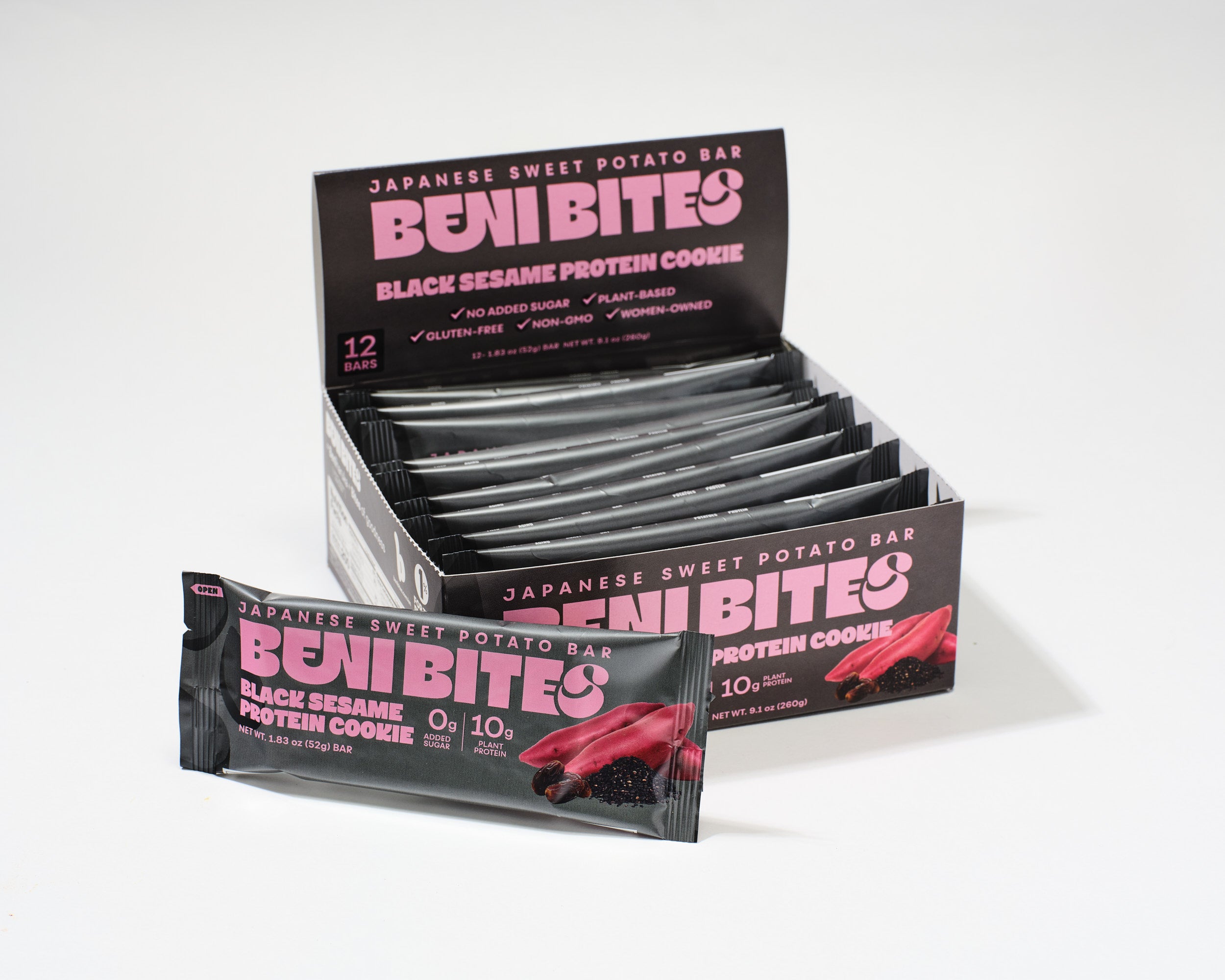 BENIBITES Japanese Dried Sweet Potato Bar Black Sesame Protein Cookie