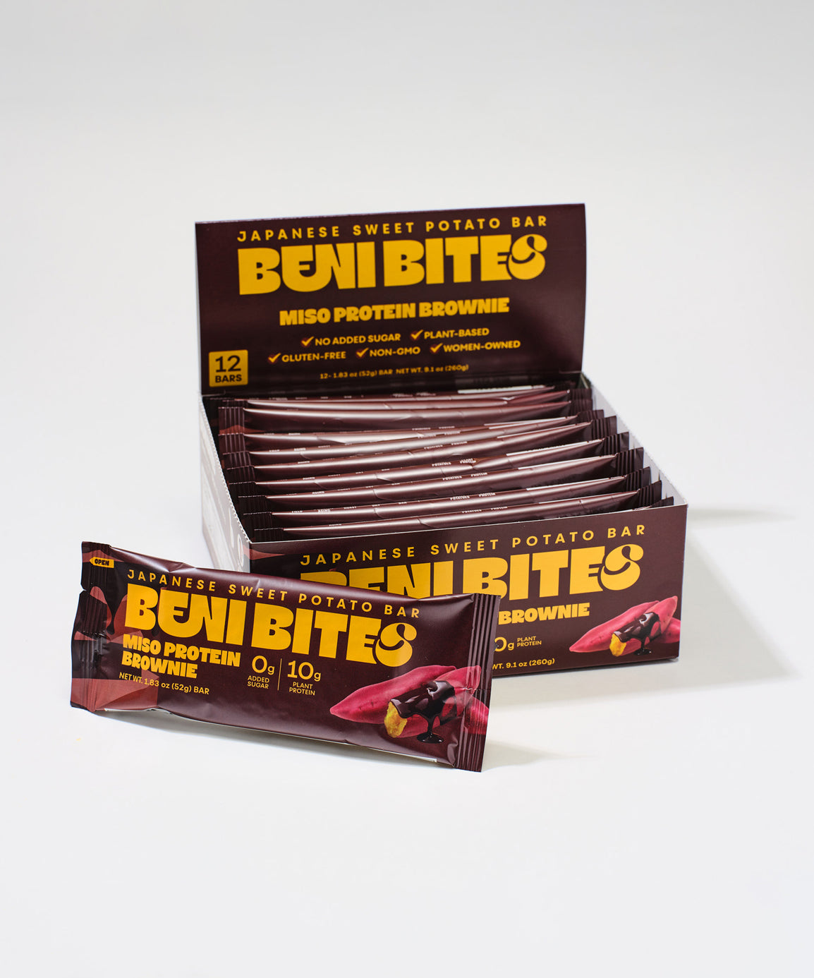 BENIBITES Japanese Dried Sweet Potato Bar Miso Protein Brownie